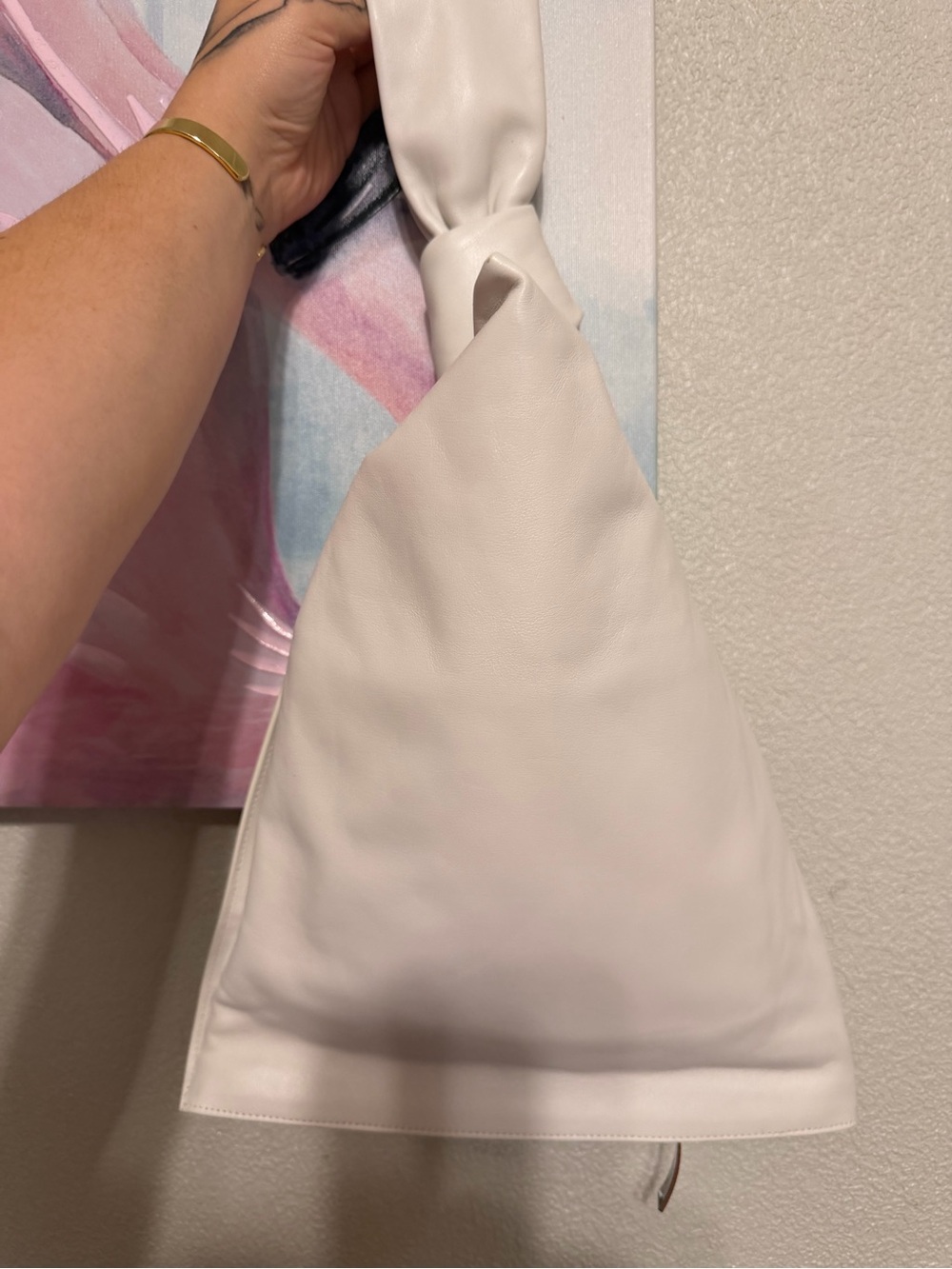 Bottega Veneta Cream Sling Knot-Handle Hobo Shoulder Bag